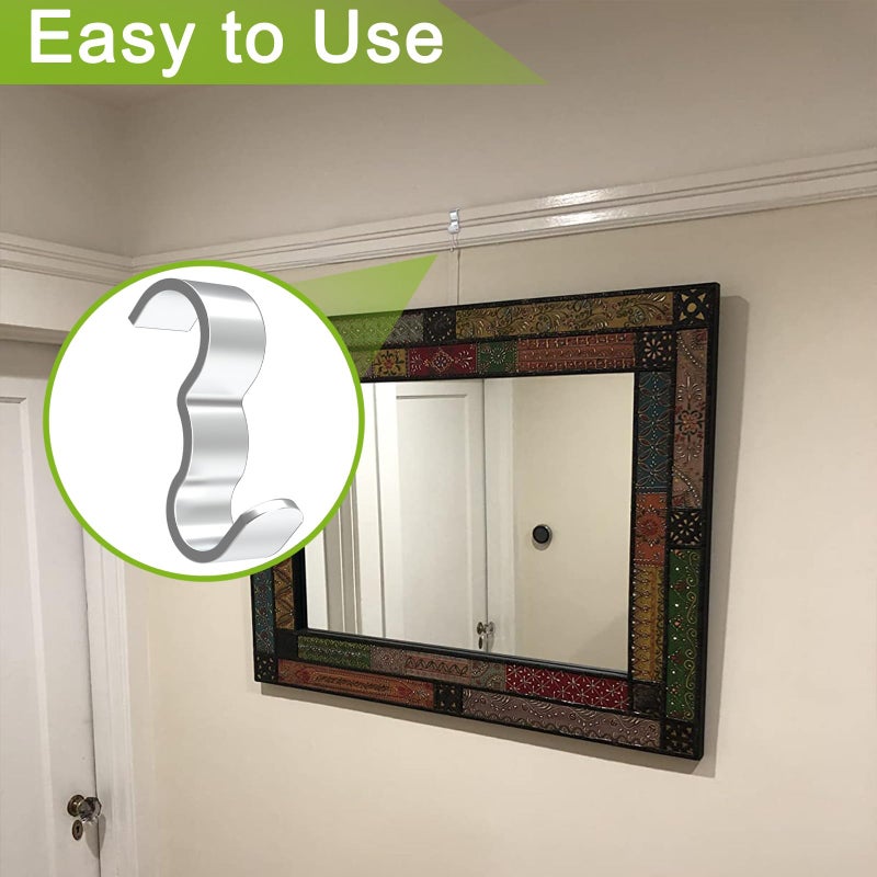 appacare 25 حزمة من خطافات التشكيل، خطافات شماعات قضبان الصور الفولاذية، خطافات تشكيل قضبان الصور العريضة (فضي) - Image 4